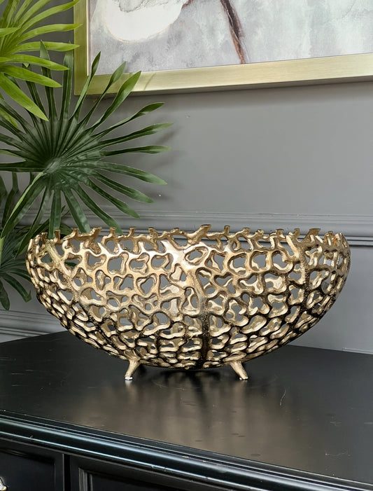 Döküm Kase Desenli Oval Gold Büyük
